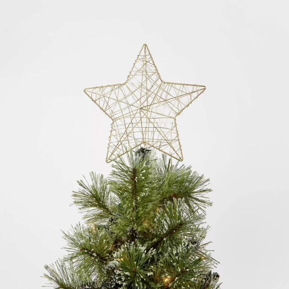 Lit Gold Wire Wrapped Star Christmas Tree Topper 10" Warm Dewdrop Lights Up Holi - Picture 3 of 6